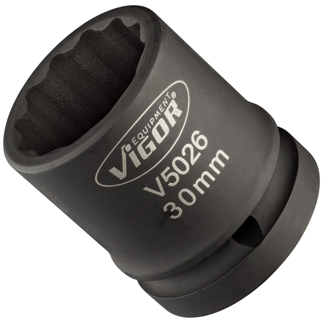 VIGOR Schlagschrauber Steckschlüsseleinsatz, V5026, 3/4 (20 mm) Vierkant hohl, Außen Doppelsechskant Profil, SW 30 mm