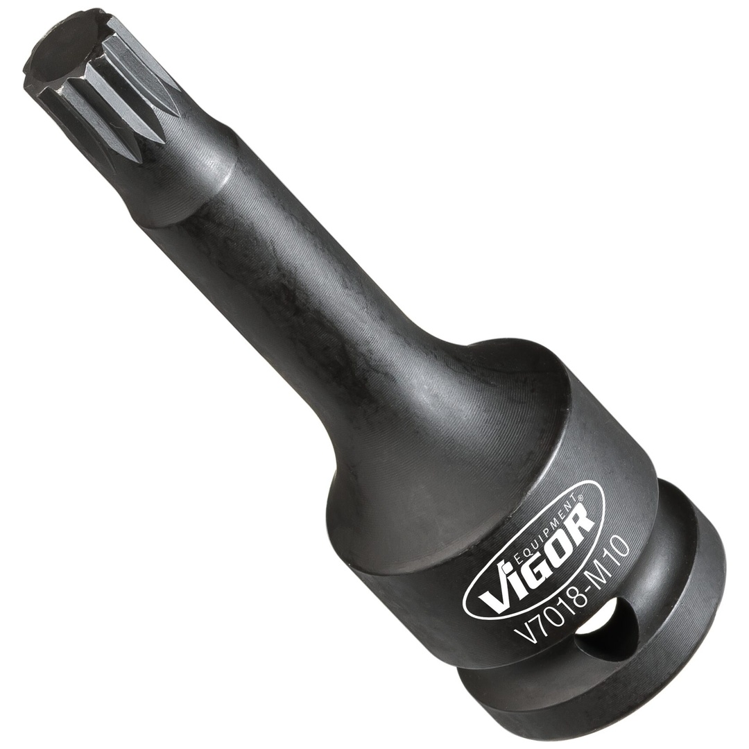 VIGOR Schlagschrauber Schraubendrehereinsatz, 1/2 (12,5 mm) Vierkant hohl, Innen Vielzahn Profil XZN, SW M10