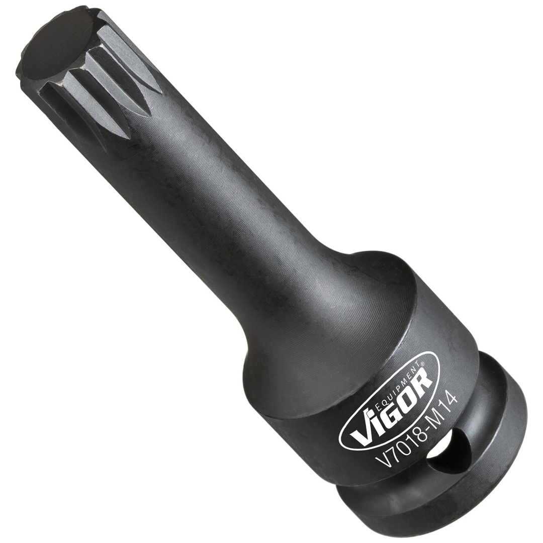 VIGOR Schlagschrauber Schraubendrehereinsatz, 1/2 (12,5 mm) Vierkant hohl, Innen Vielzahn Profil XZN, SW M14