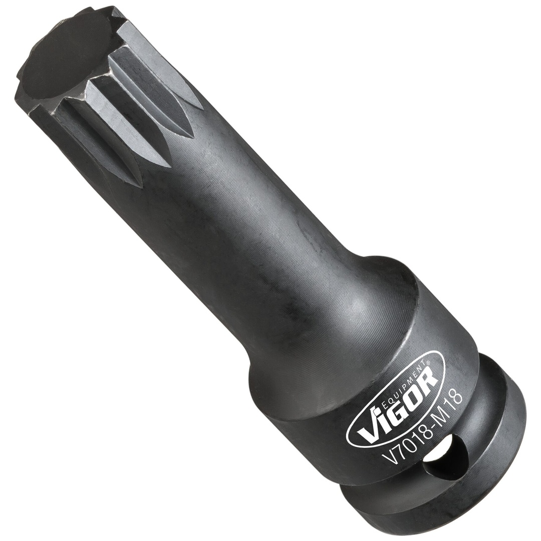 VIGOR Schlagschrauber Schraubendrehereinsatz, 1/2 (12,5 mm) Vierkant hohl, Innen Vielzahn Profil XZN, SW M18