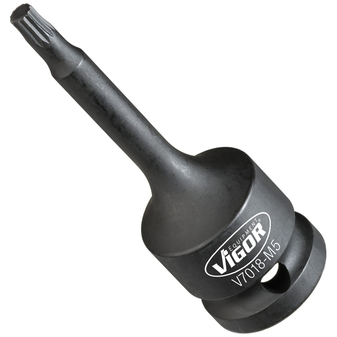 VIGOR Schlagschrauber Schraubendrehereinsatz, 1/2 (12,5 mm) Vierkant hohl, Innen Vielzahn Profil XZN, SW M5