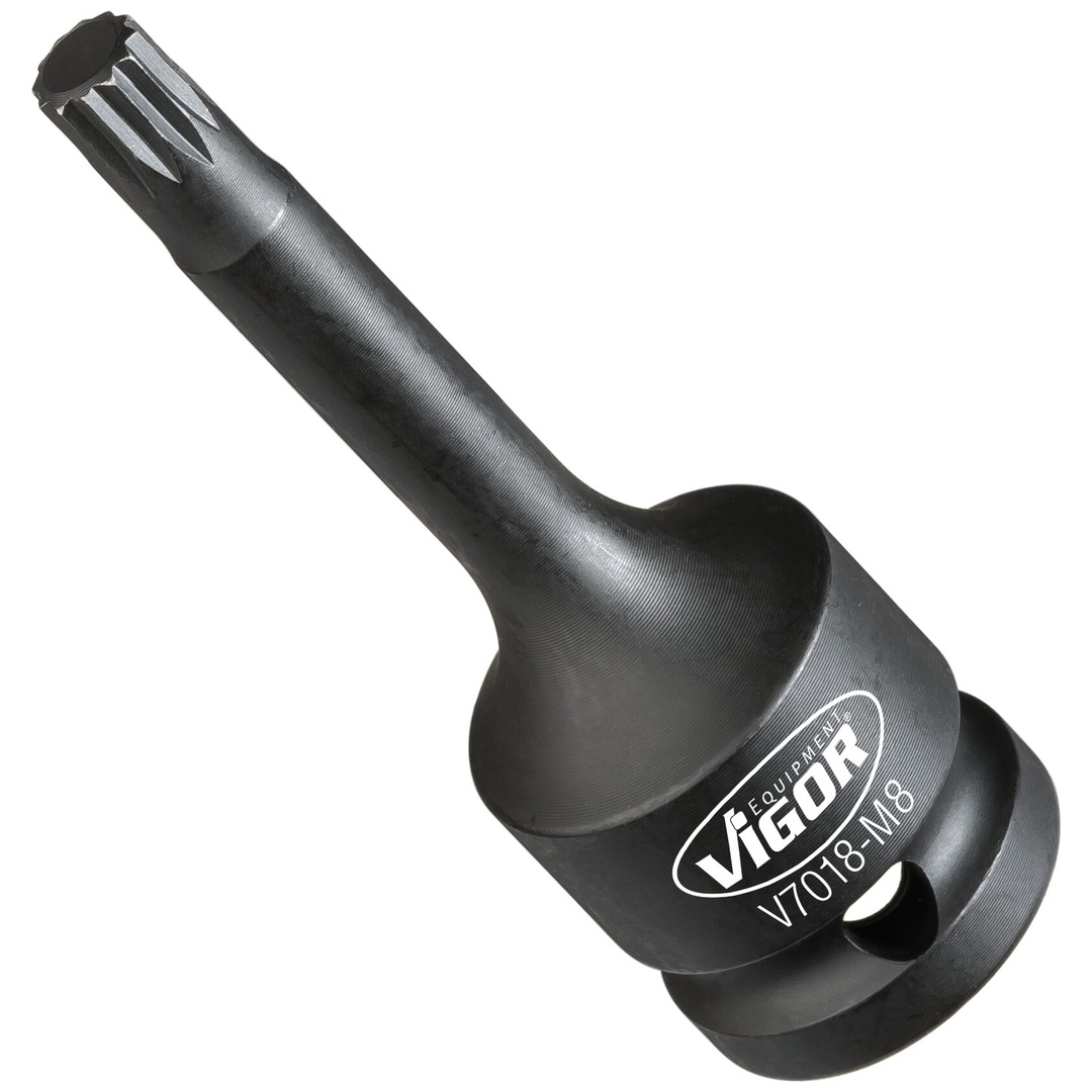 VIGOR Schlagschrauber Schraubendrehereinsatz, 1/2 (12,5 mm) Vierkant hohl, Innen Vielzahn Profil XZN, SW M8