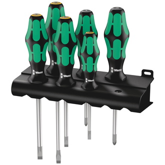 Wera 334/355/6 Rack Schraubendrehersatz Kraftform Plus Lasertip + Rack, 6-tlg.