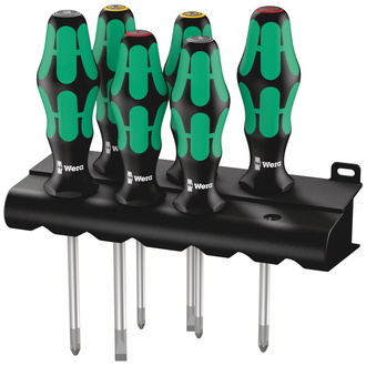 Wera 335/350/355/6 Schraubendrehersatz Kraftform Plus Lasertip + Rack, 6-tlg.