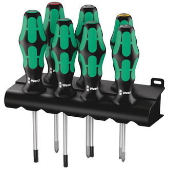 Wera 335/350/367/7 Rack Schraubendrehersatz Kraftform Plus Lasertip + Rack, 7-tlg.