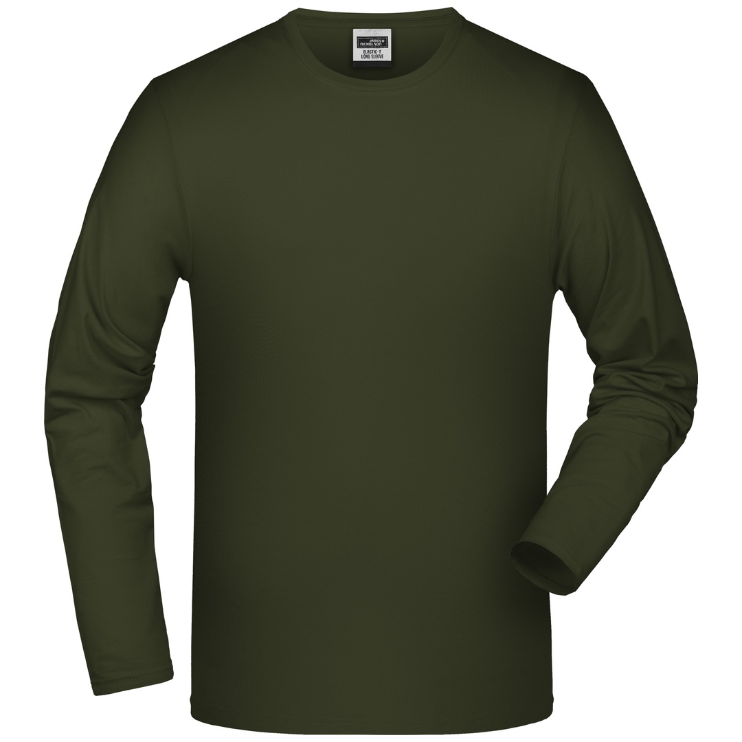James & Nicholson Langarmshirt Herren JN056, Gr. M olive