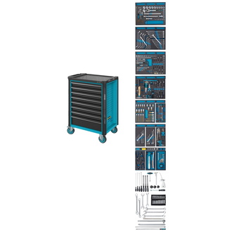 Hazet Werkstattwagen Assistent, Schubladen, flach: 7?x 81?x?522?x?398 mm, Schubladen, hoch: 1?x 166?x?522?x?398 mm, Anzahl Werkzeuge: 296, Art.Nr. 179