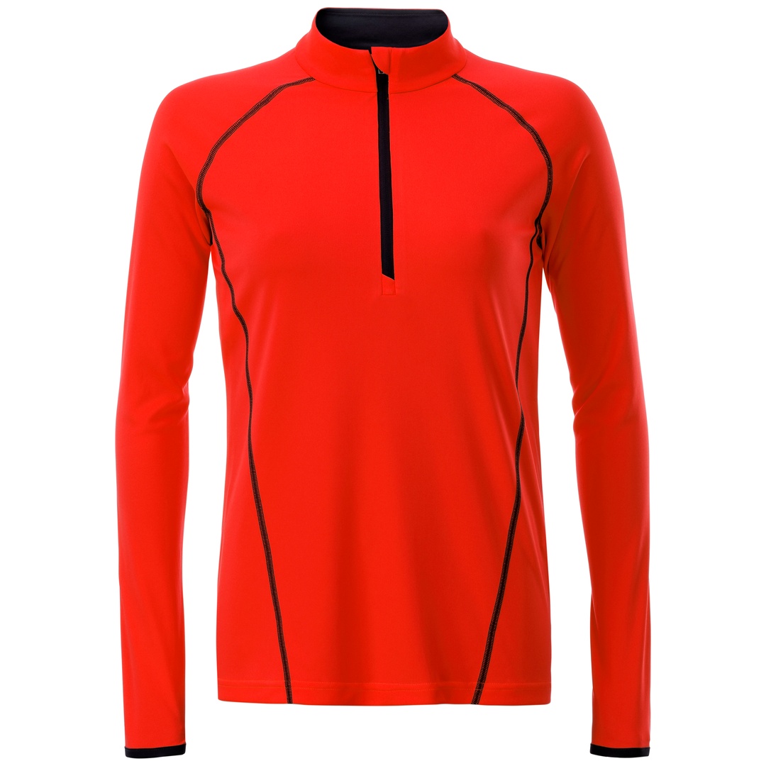 James & Nicholson Langarmshirt Damen JN497 Gr. L bright-orange/black