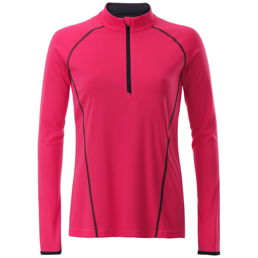 James & Nicholson Langarmshirt Damen JN497 Gr. 2XL bright-pink/titan