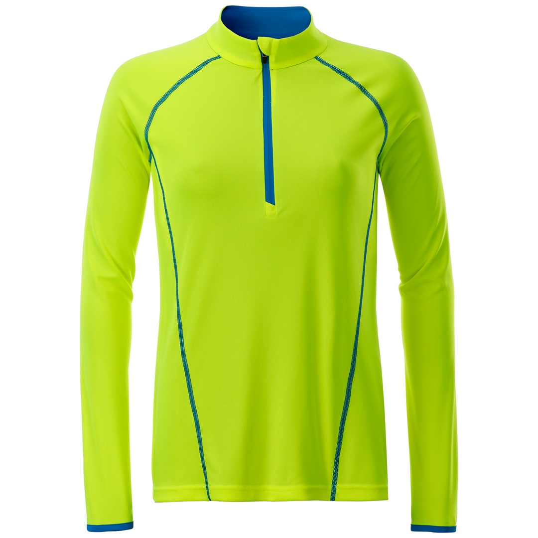 James & Nicholson Langarmshirt Damen JN497 Gr. L bright-yellow/bright-blue
