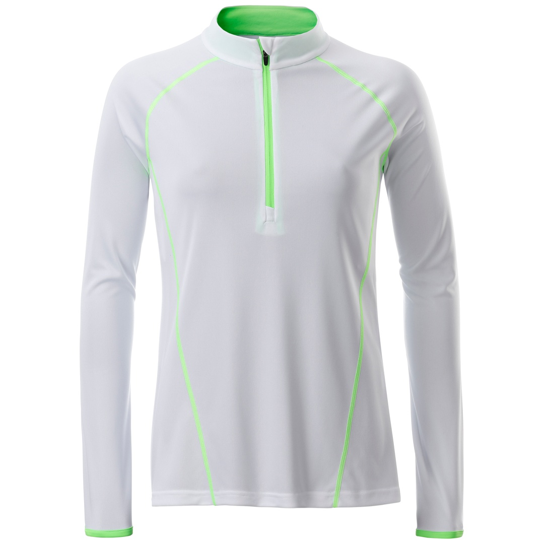 James & Nicholson Langarmshirt Damen JN497 Gr. S white/bright-green