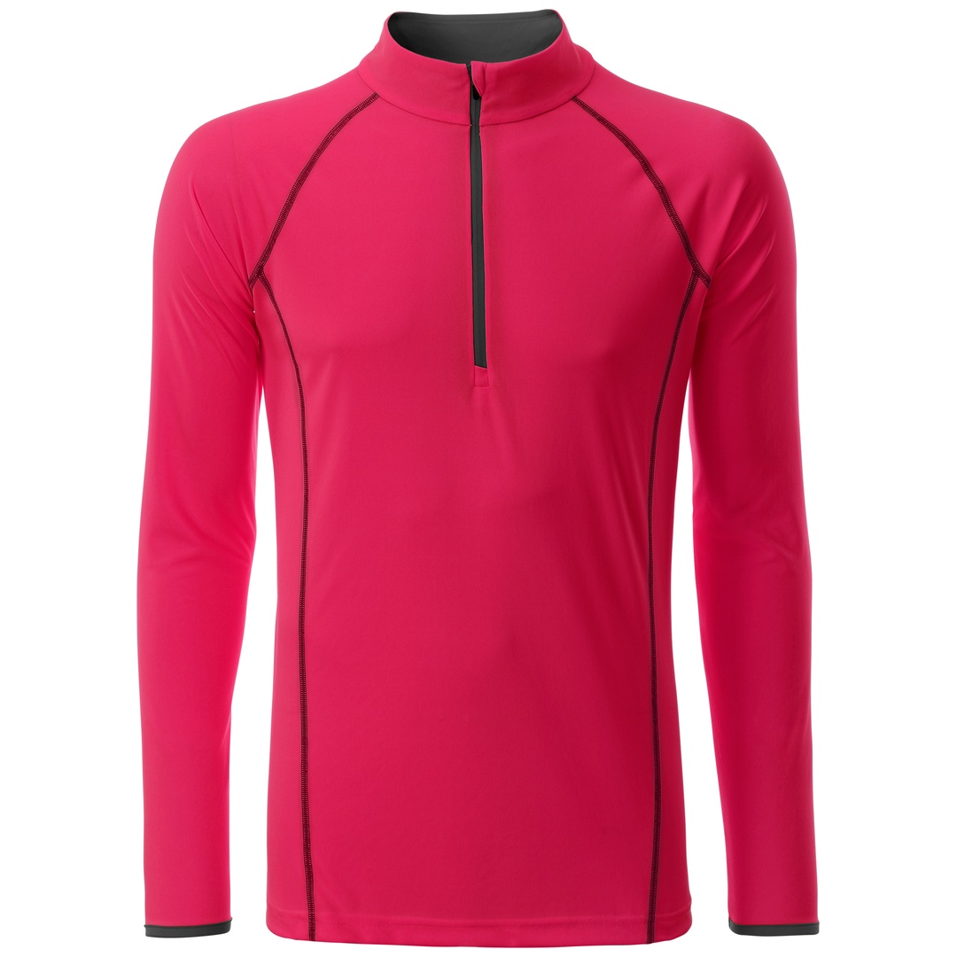 James & Nicholson Langarmshirt Herren JN498 Gr. M bright-pink/titan