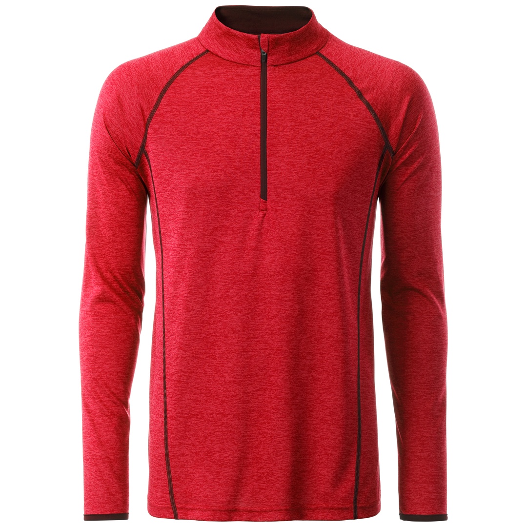 James & Nicholson Langarmshirt Herren JN498 Gr. XL red-melange/titan