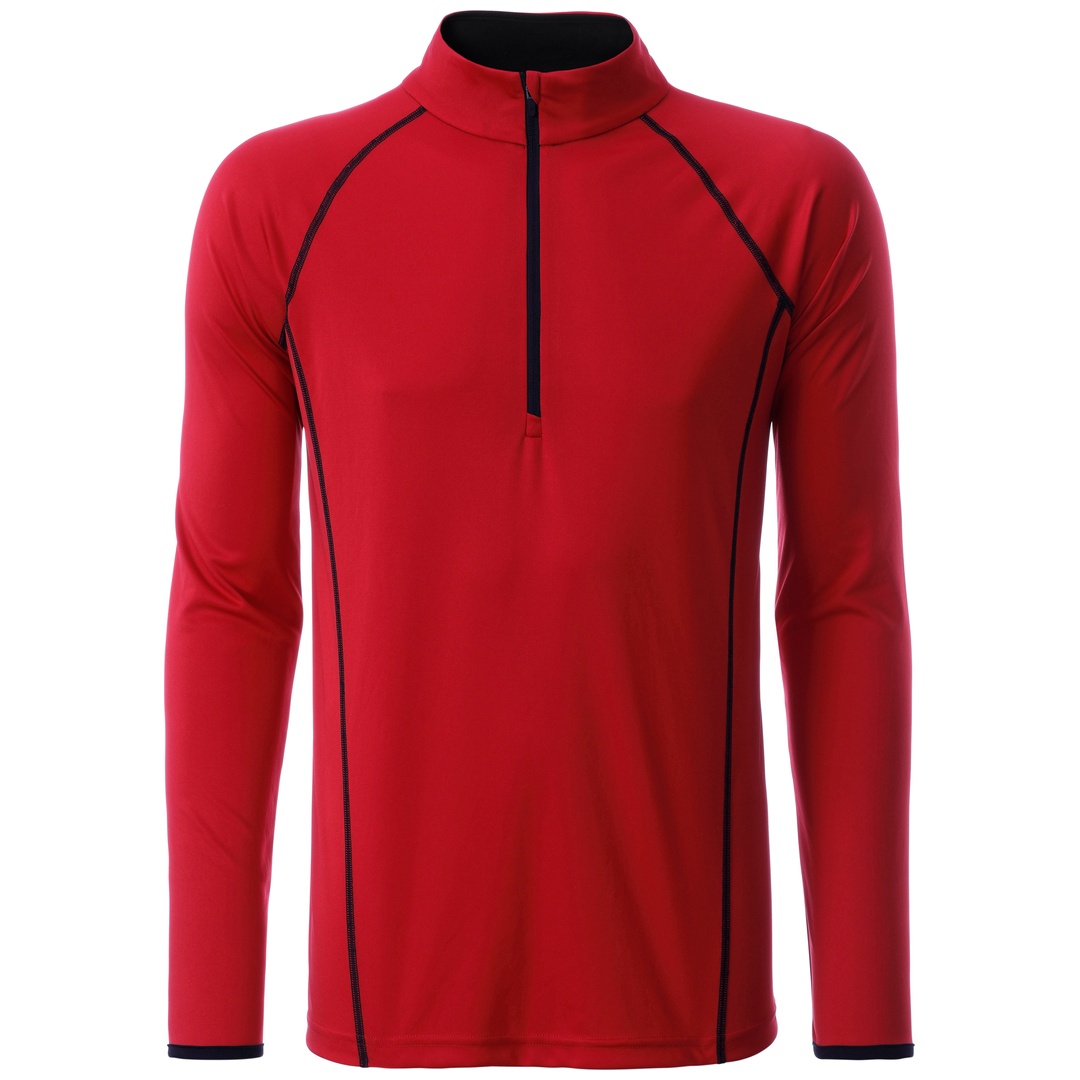 James & Nicholson Langarmshirt Herren JN498 Gr. 2XL red/black