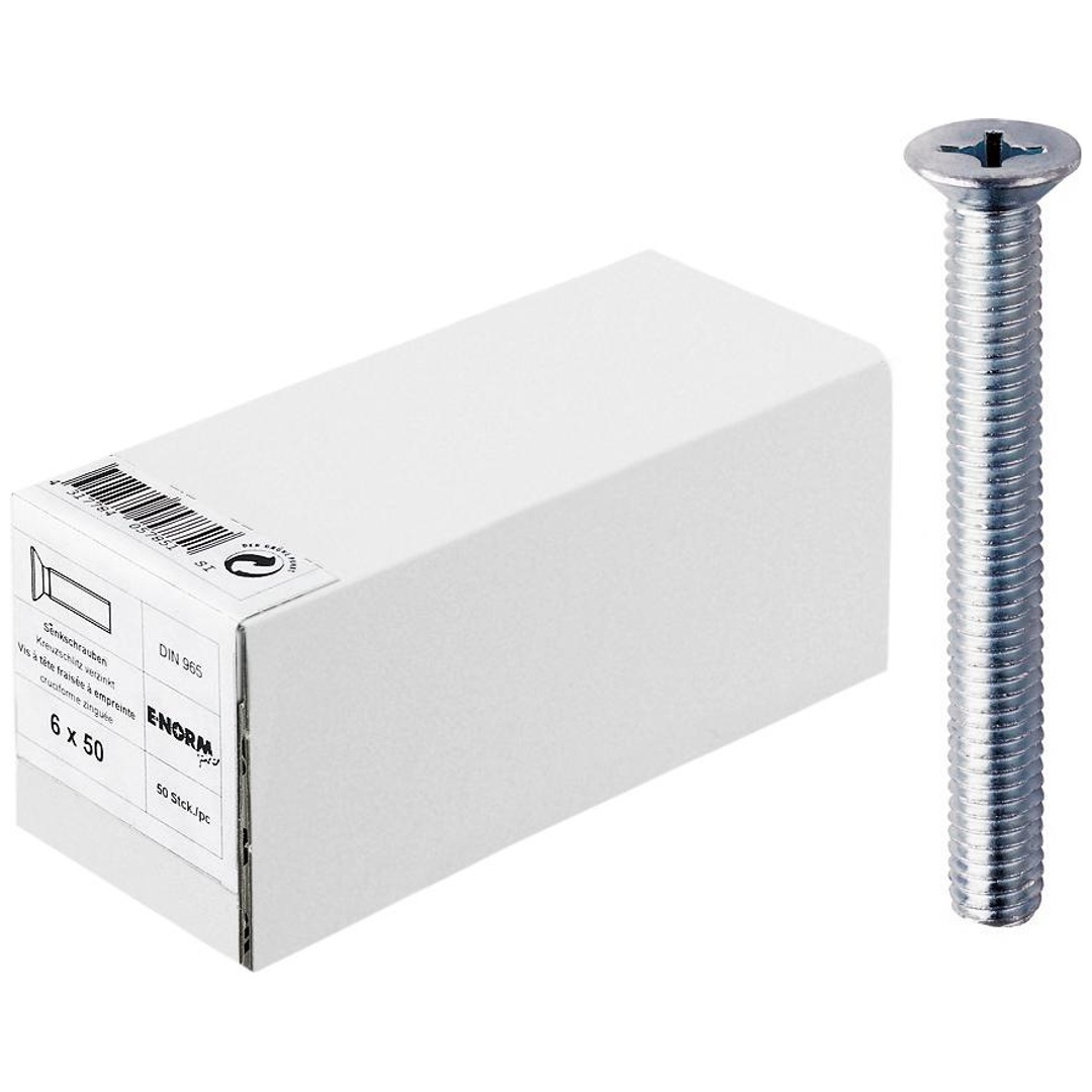 E-NORMpro Din 965 Senkschrauben M 6 X 80, Kreuzschlitz Phillips, Stahl Verzinkt