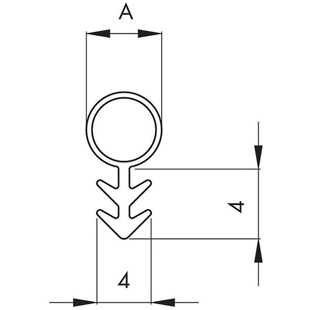 Ellen FF-Türanschlagdichtung 25m Tannenzapfen 104 f. 3 mm N. z. einfr. SI br, Ø 4 mm, Silikon