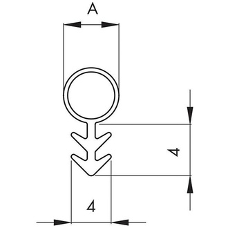 Ellen FF-Türanschlagdichtung 25m Tannenzapfen 104 f. 3 mm N. z. einfr. SI ws, Ø 4 mm, Silikon