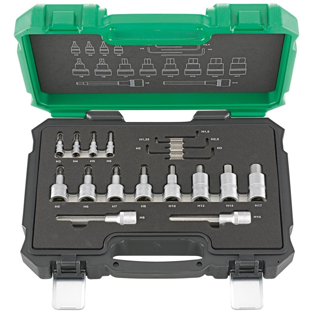 Fortis Steckschlüssel-Garnitur 1/4 + 1/2, 19-tlg.