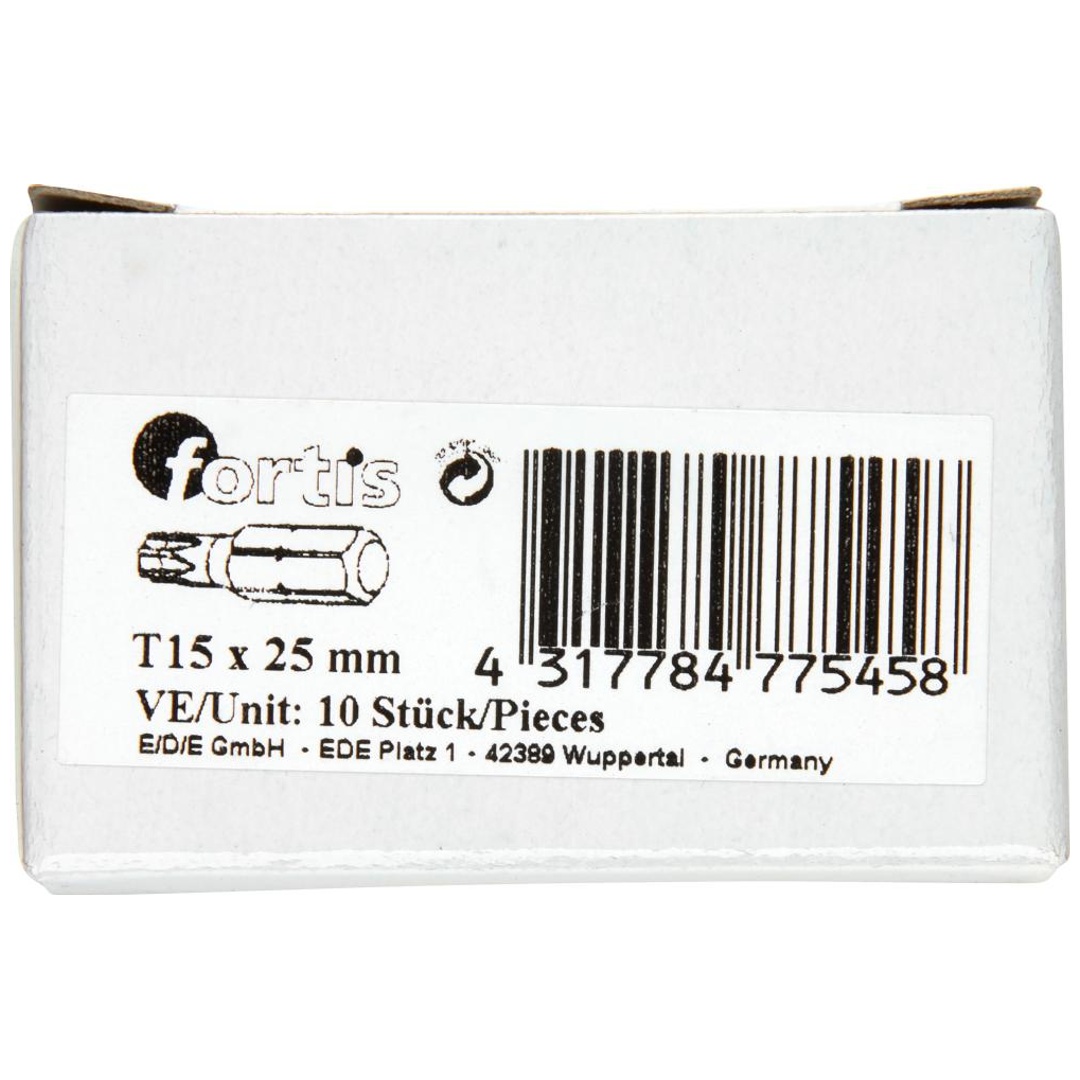 Fortis Bit für TX, DIN 3126 C6,3 T15 x 25 mm, 10 Stk.