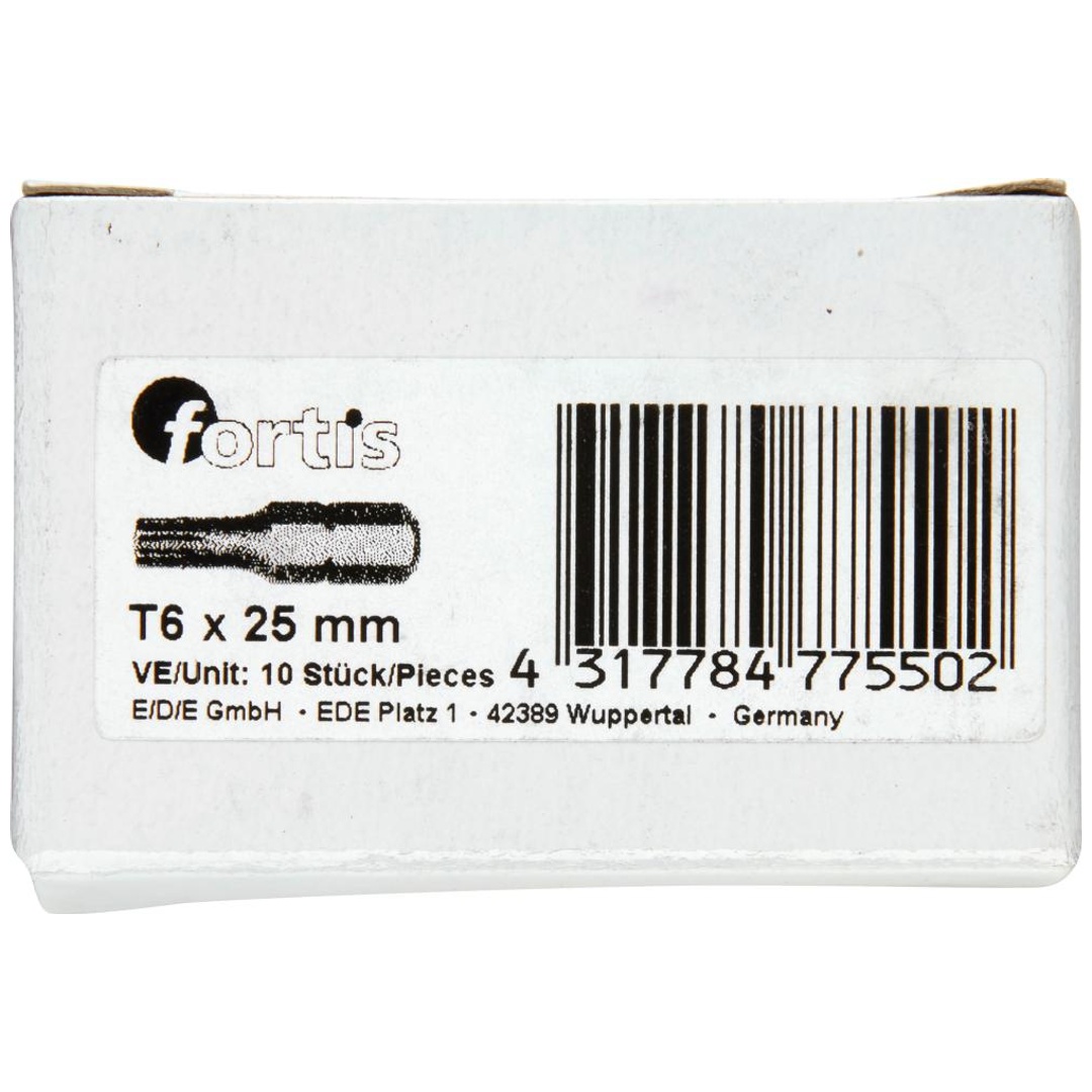 Fortis Bit für TX, DIN 3126 C6,3 T6 x 25 mm, 10 Stk.
