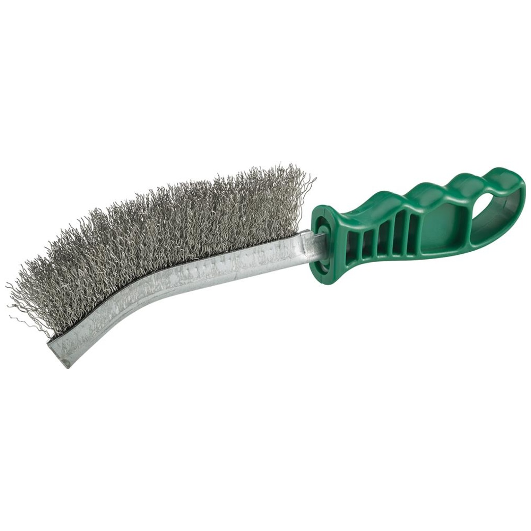 Fortis Universal-Handdrahtbürste 280 x 25 mm, Edelstahldraht gewellt, Kunststoffgriff