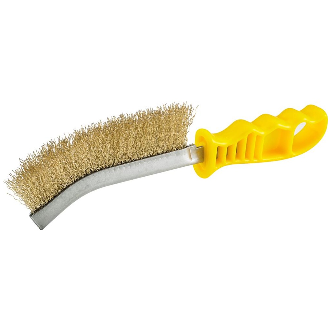 Fortis Universal-Handdrahtbürste 280 x 25 mm, Messingdraht gewellt, Kunststoffgriff