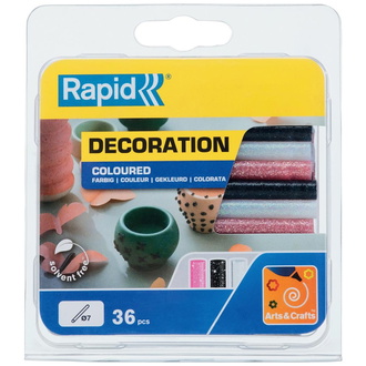 Rapid Klebesticks Glitzer Ø 7 x 90 mm 36 Stk. weiß, schwarz, rose Blister