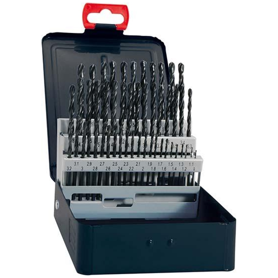 Fortis Spiralbohrer-Set DIN338 HSS rollgewalzt Typ RN 1,0-10,5mm + Kernlochbohrer
