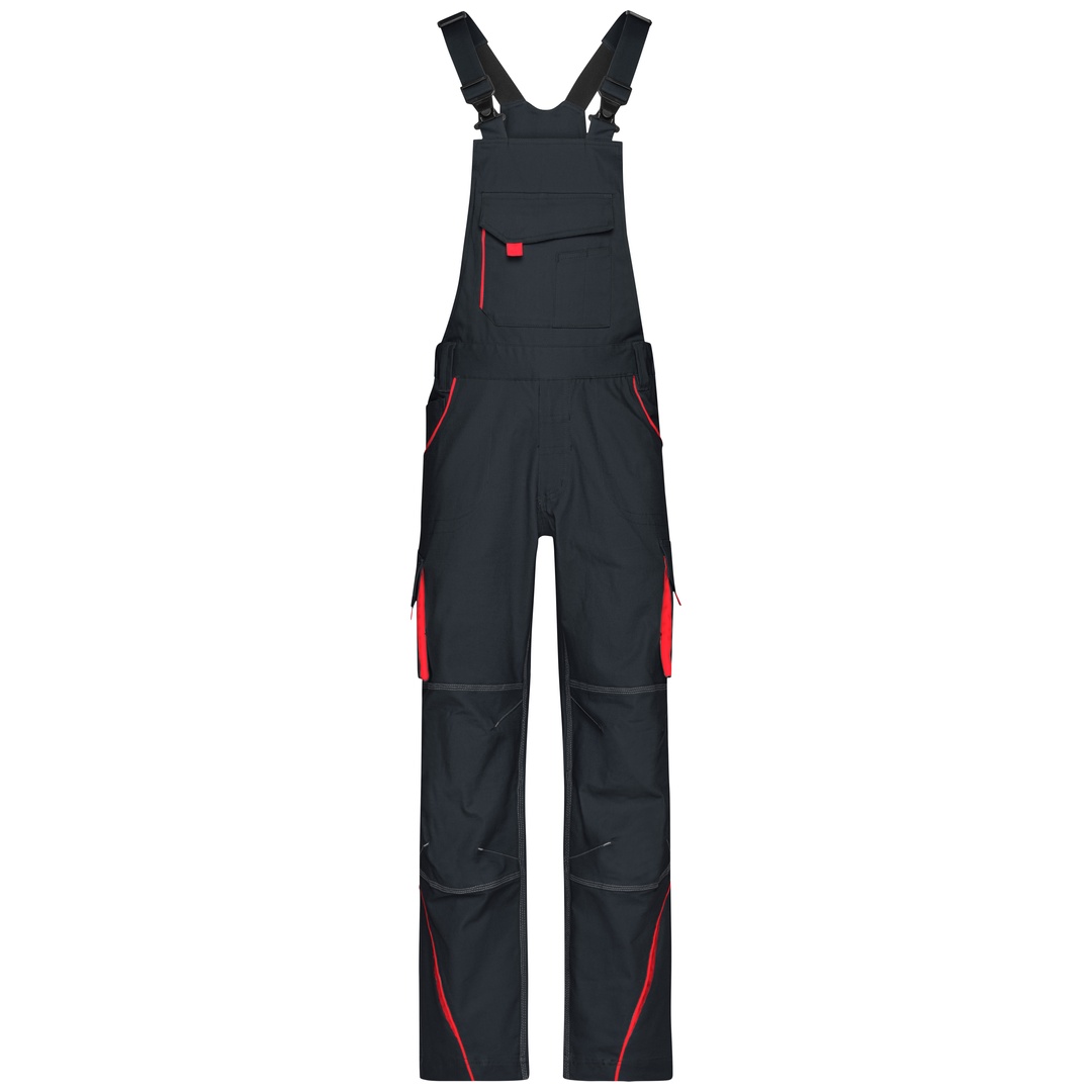 James & Nicholson Funktionelle Latzhose JN848 Gr. 60 carbon/red
