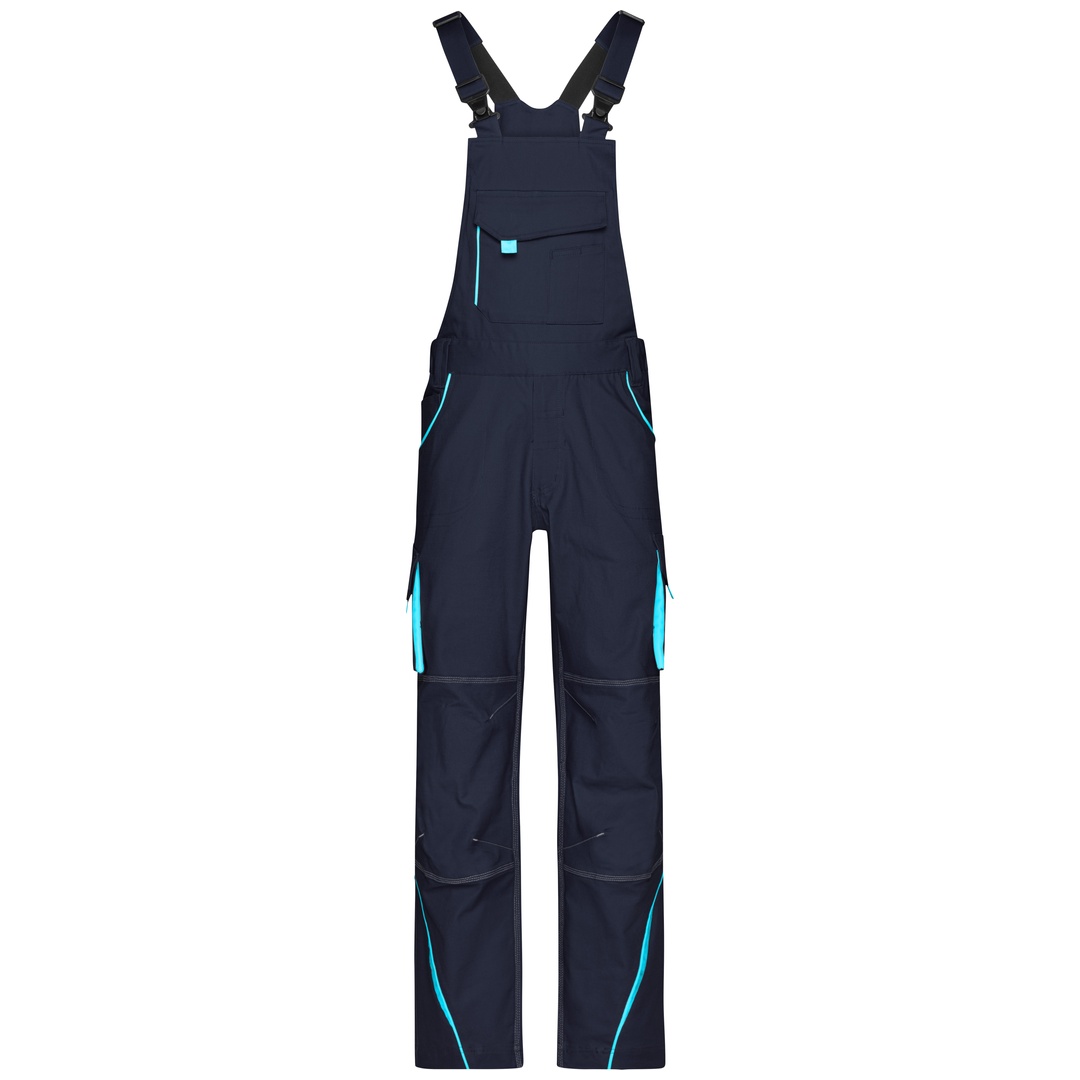James & Nicholson Funktionelle Latzhose JN848 Gr. 58 navy/turquoise