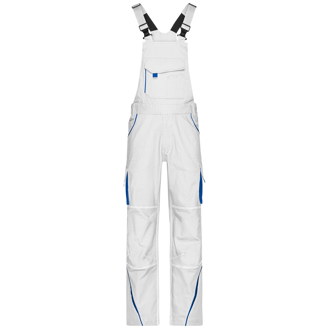 James & Nicholson Funktionelle Latzhose JN848 Gr. 50 white/royal