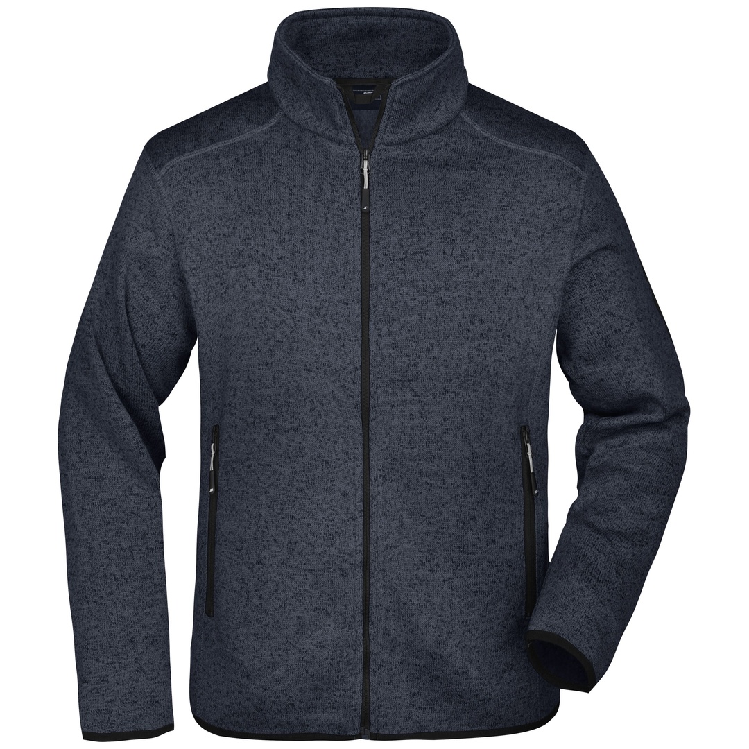 James & Nicholson Strickfleecejacke mit Stehkragen Herren JN762 Gr. XXL dark-grey-melange/silver