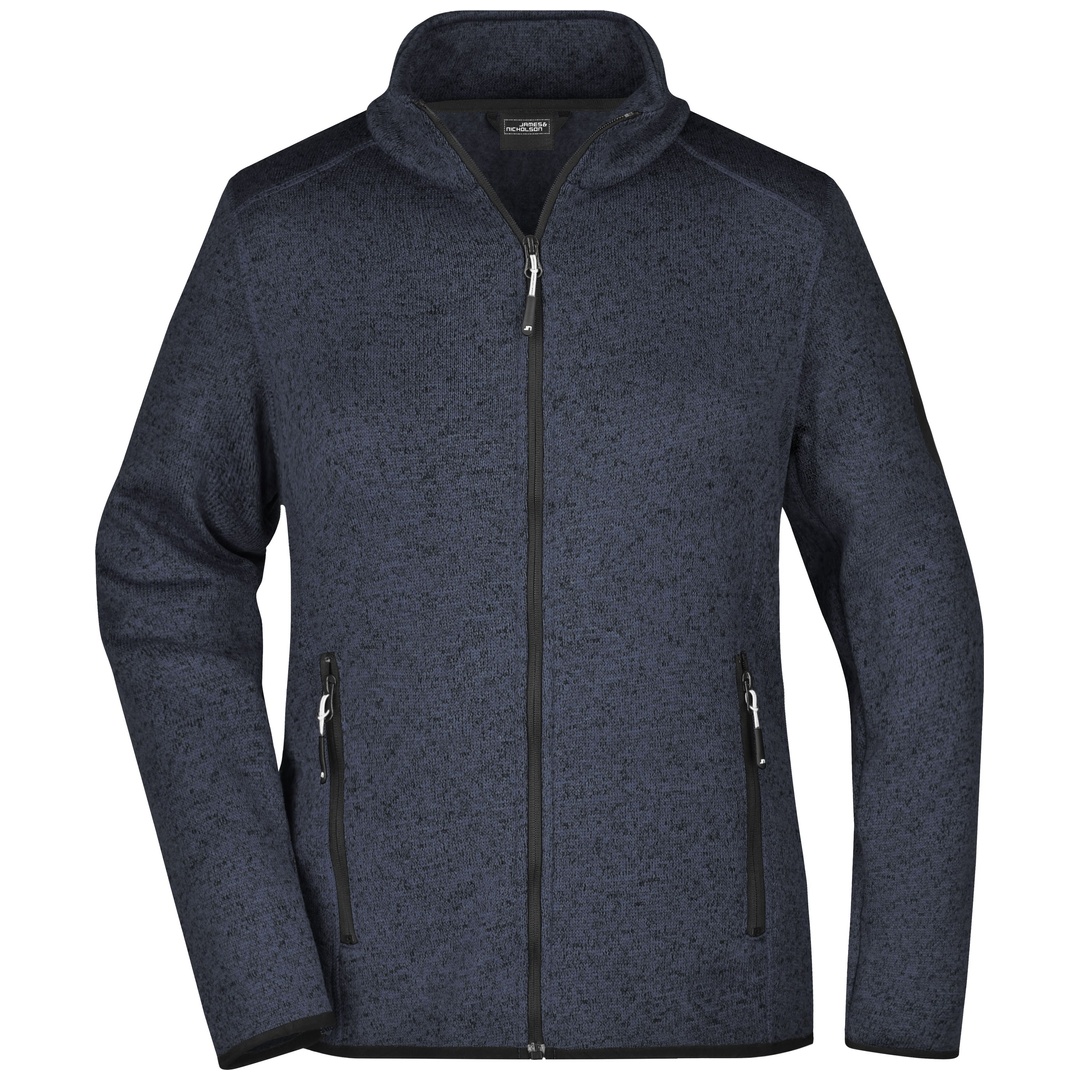 James & Nicholson Strickfleecejacke mit Stehkragen Damen JN761 Gr. XL dark-grey-melange/silver