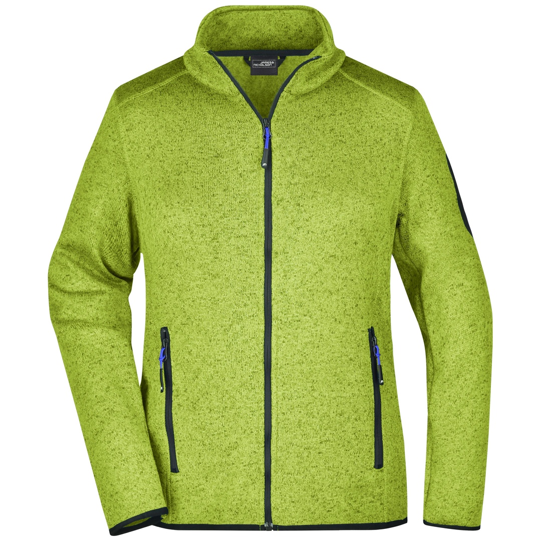 James & Nicholson Strickfleecejacke mit Stehkragen Damen JN761 Gr. S kiwi-melange/royal