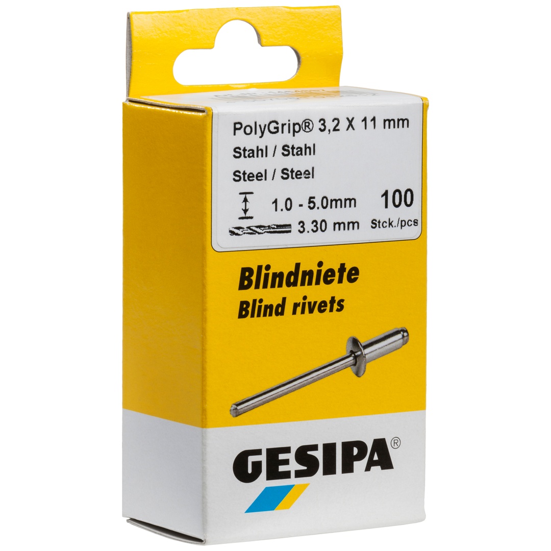 Gesipa Blindniete STANDARD - Kupfer / Bronze - Flachrundkopf - 4 x 12, Klemmbereich 6-9 mm