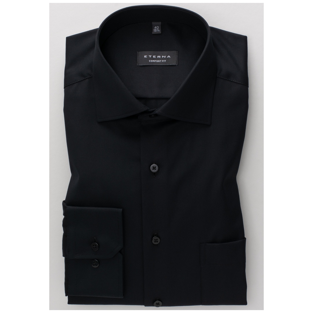 Eterna Herren Hemd Comfort Fit 8817-39-E19K AL: 65 cm Gr. 40 schwarz