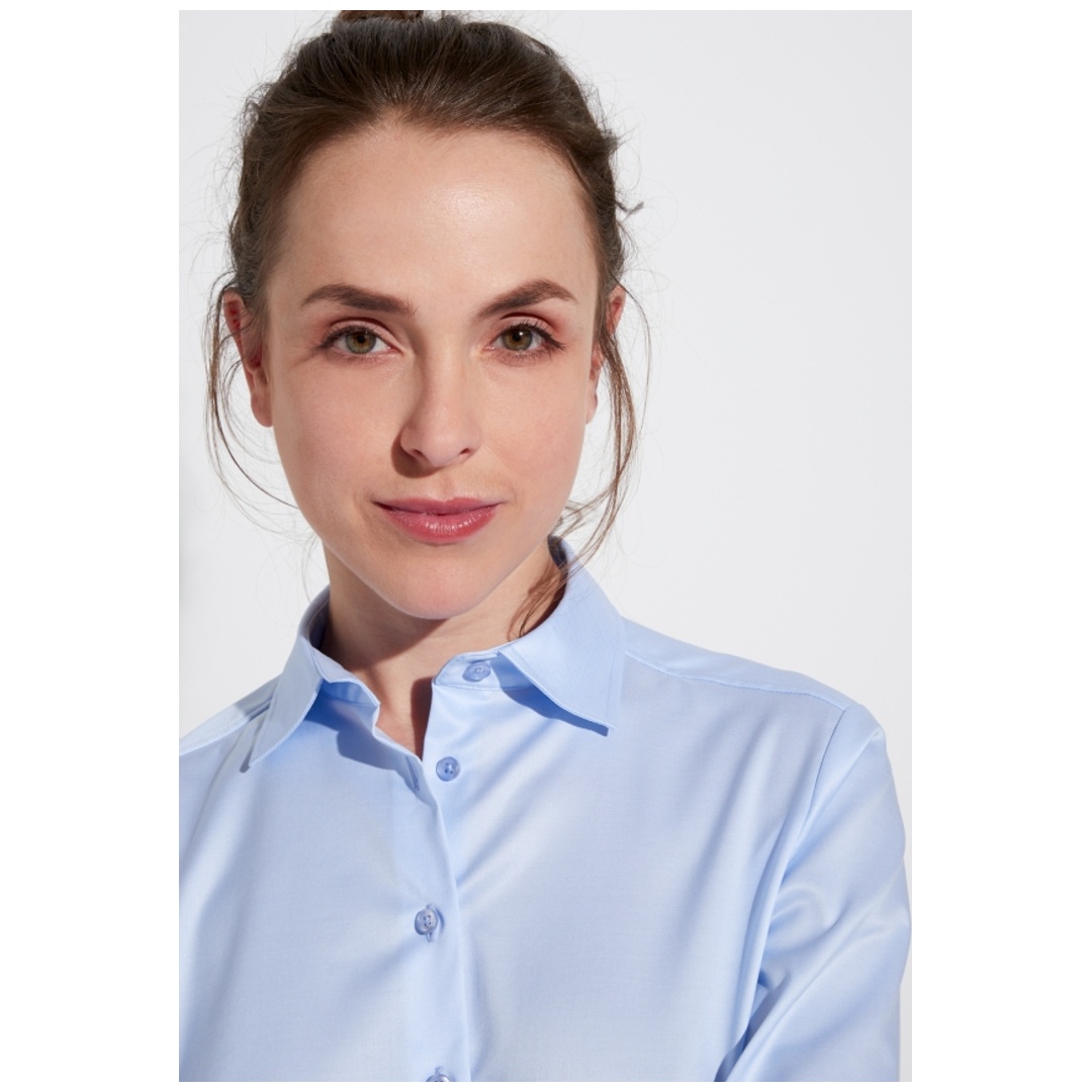 Eterna Bluse Twill Blickdicht Tailliert D708 5008 Gr. 46 blau