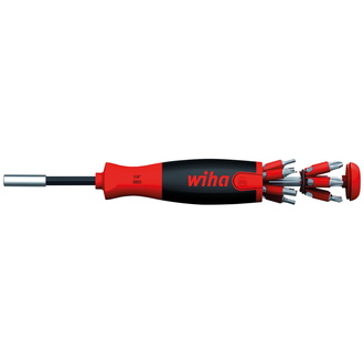 Wiha LiftUp 25 Schraubendreher Set 12-tlg. mit Bit Set Schraubenzieher Satz mit Bit Magazin aus Standardbits, Bithalter Schlitz Kreuzschlitz Torx Seck