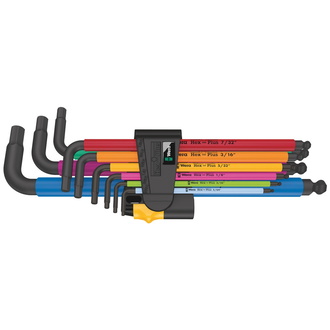 Wera 950/9 Hex-Plus Multicolour Imperial 2 Winkelschlüsselsatz, zöllig, BlackLaser, 9-tlg.