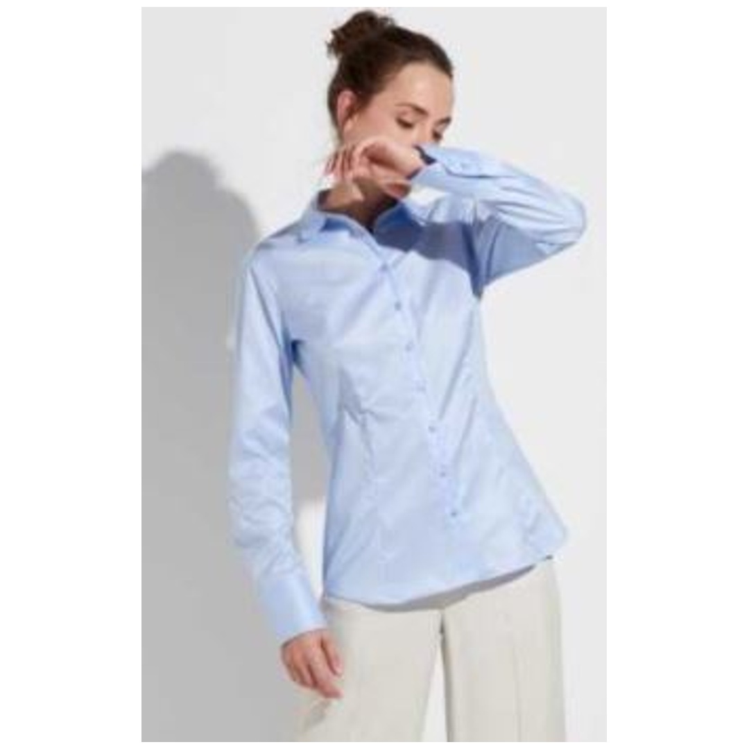 Eterna Bluse Twill Blickdicht Slim Fit 1/1 Arm 5008-10-D10Y Gr. 38 blau