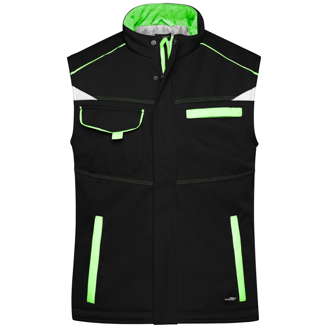 James & Nicholson Softshellweste mit warmem Innenfutter JN854 Gr. 4XL black/lime-green
