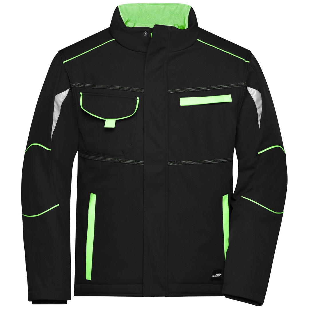 James & Nicholson Softshelljacke mit warmem Innenfutter JN853 Gr. 2XL black/lime-green