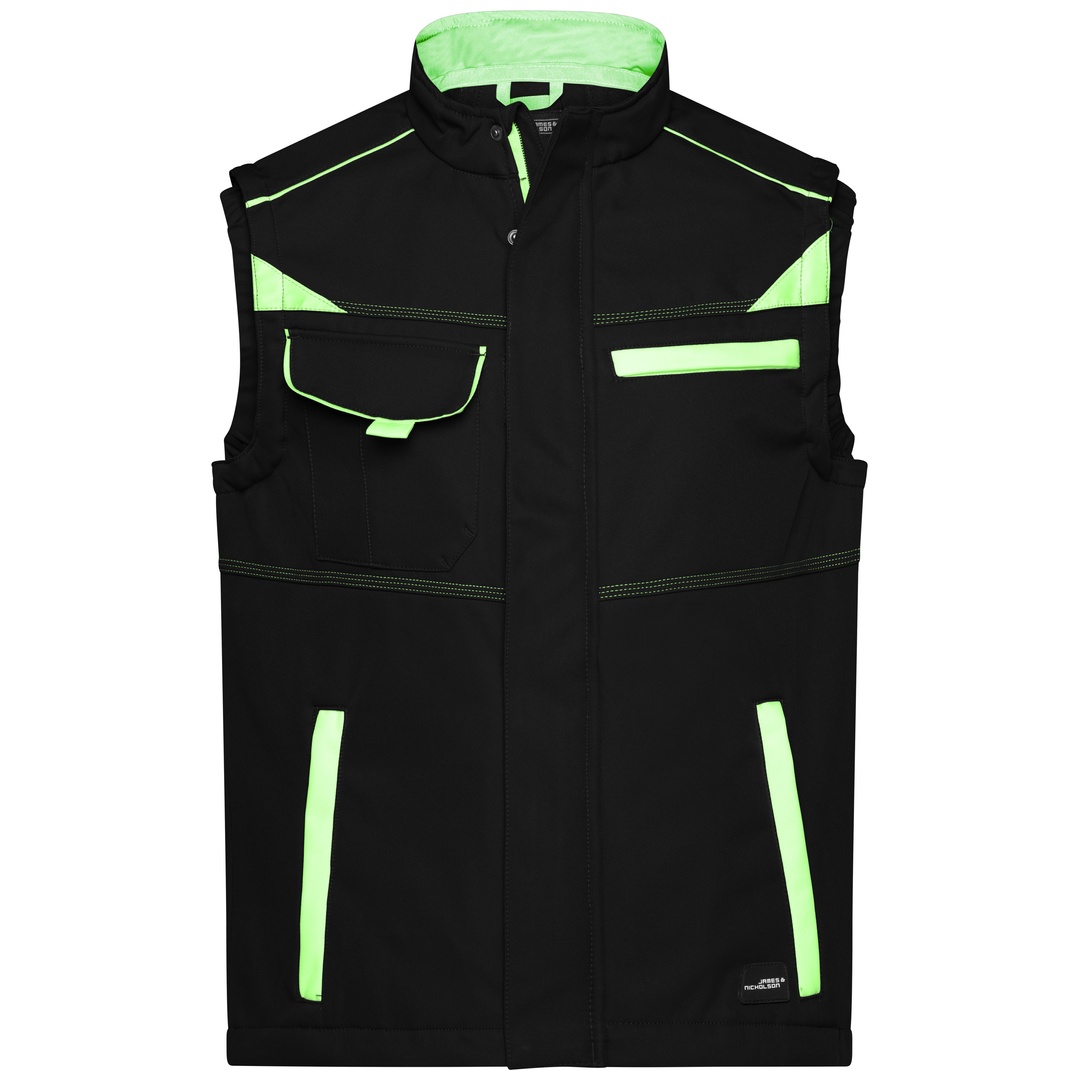 James & Nicholson Softshellweste Wind- und wasserabweisend JN852 Gr. 3XL black/lime-green