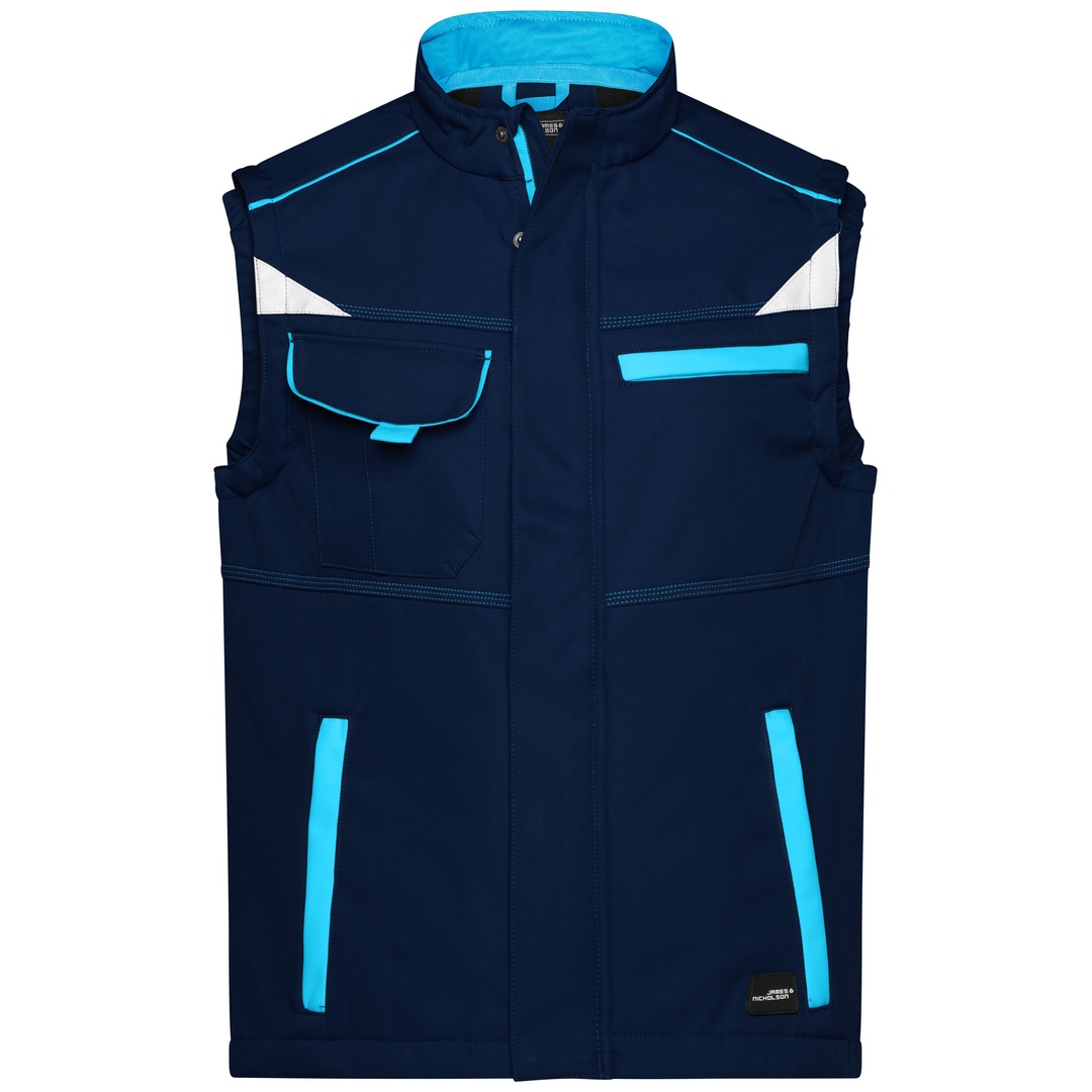 James & Nicholson Softshellweste Wind- und wasserabweisend JN852 Gr. 2XL navy/turquoise