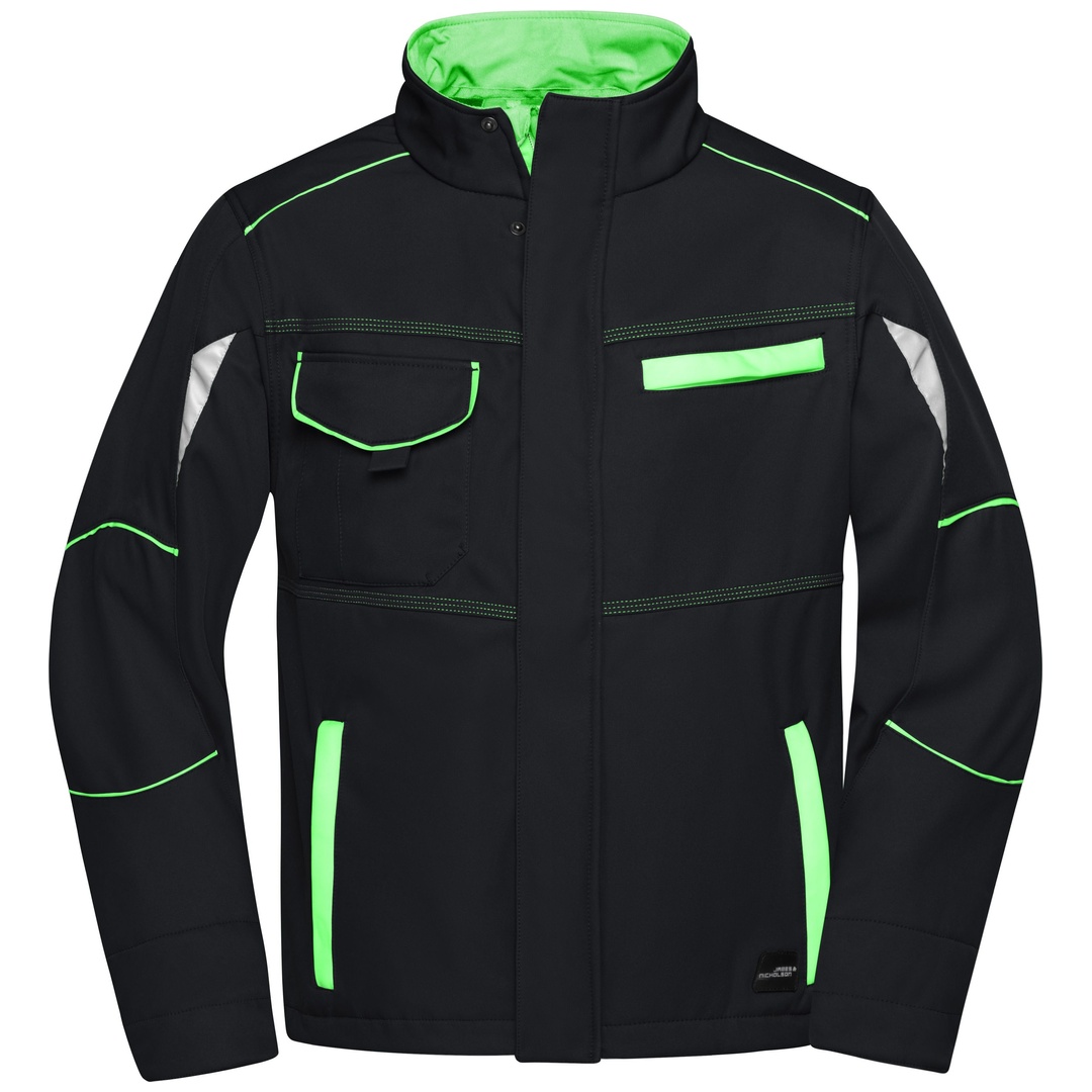 James & Nicholson Wind- und Wasserfeste Softshelljacke JN851 Gr. 3XL black/lime-green