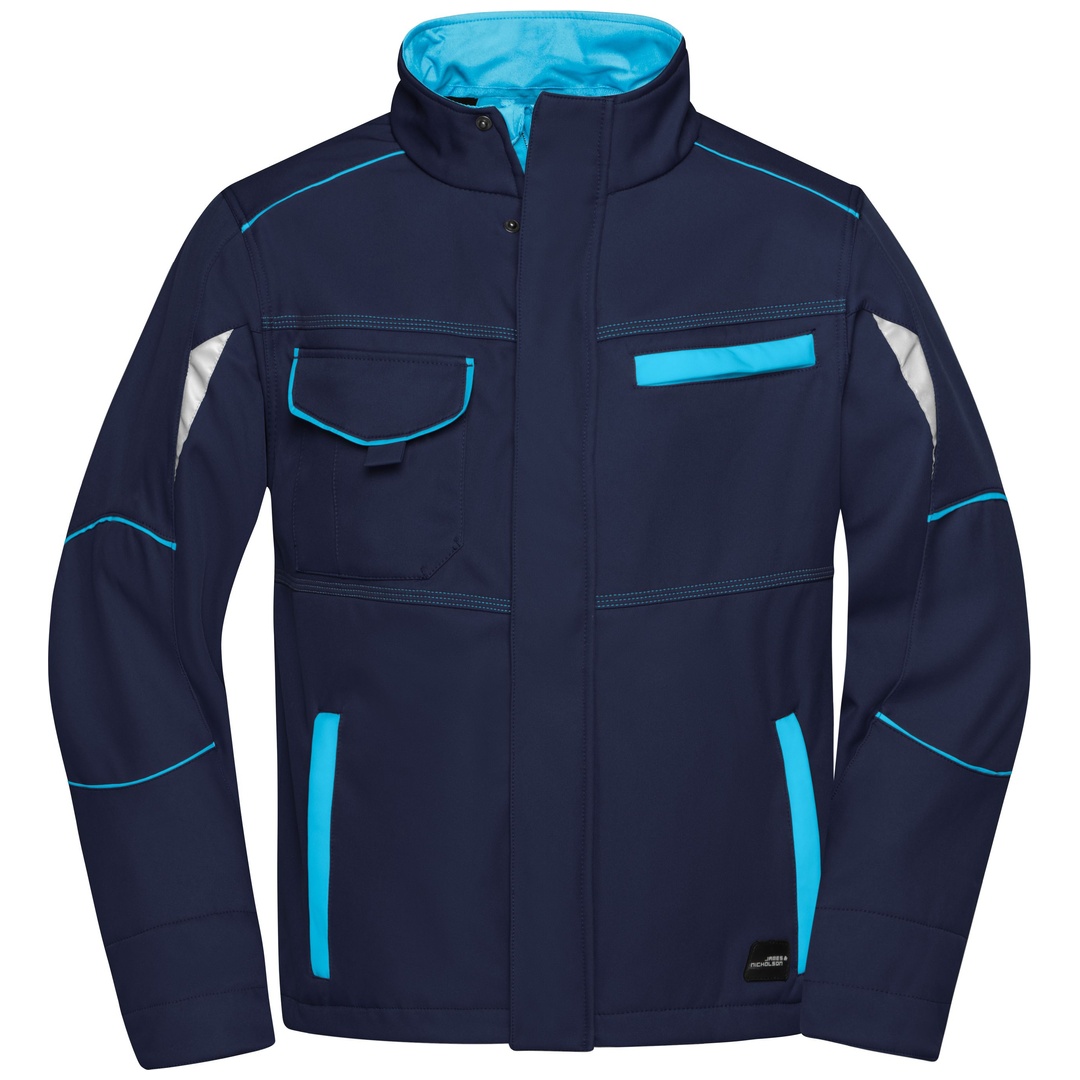 James & Nicholson Wind- und Wasserfeste Softshelljacke JN851 Gr. S navy/turquoise
