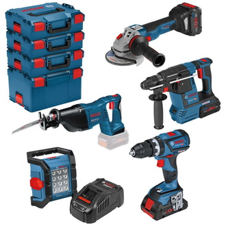 Bosch 5 Akku-Geräte: GSB 18V-60C, GWS 18V-10 C, GBH 18V-26, GSA 18 V-LI, GLI 18V-1200C