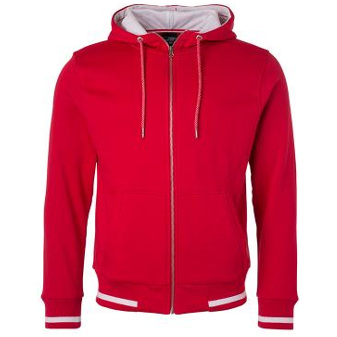 James & Nicholson Herren Sweat-Jacke mit Kapuze JN776 Gr. M red/white
