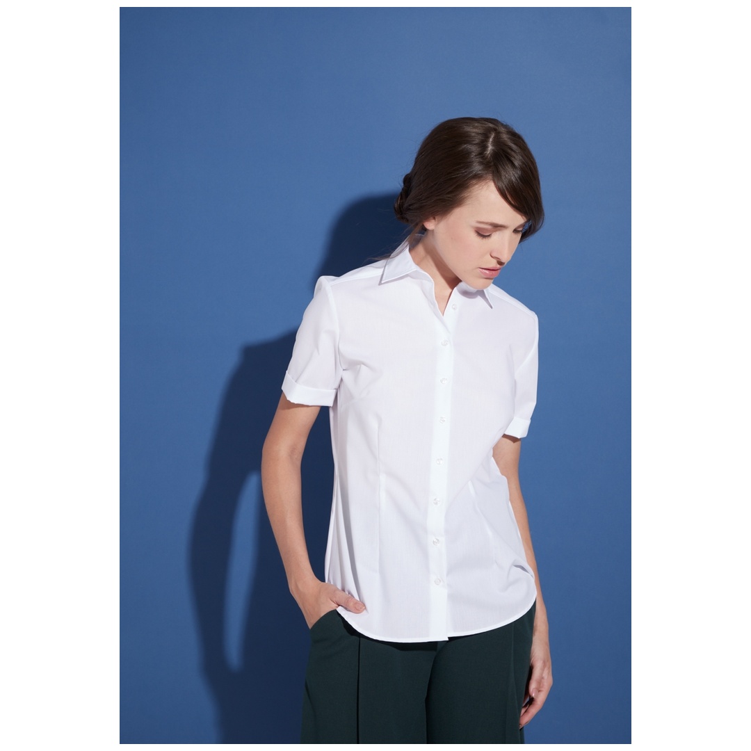 Eterna Bluse kurzarm Uni Popeline Tailliert H790 5220, Gr. 34 weiß