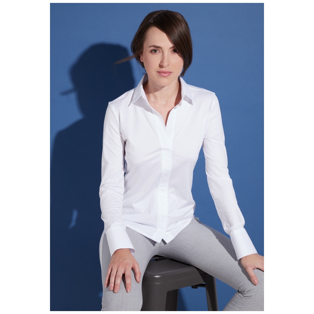 Eterna Schlupfbluse Jersey Stretch Tailliert D657 5213 Gr. 34 weiß
